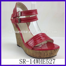 SR-14WHE527 2014 PU Frauen Plattform Keile Sandalen neue Modell Sommer römischen Sandalen reifen sexy Frauen Keile Sandalen